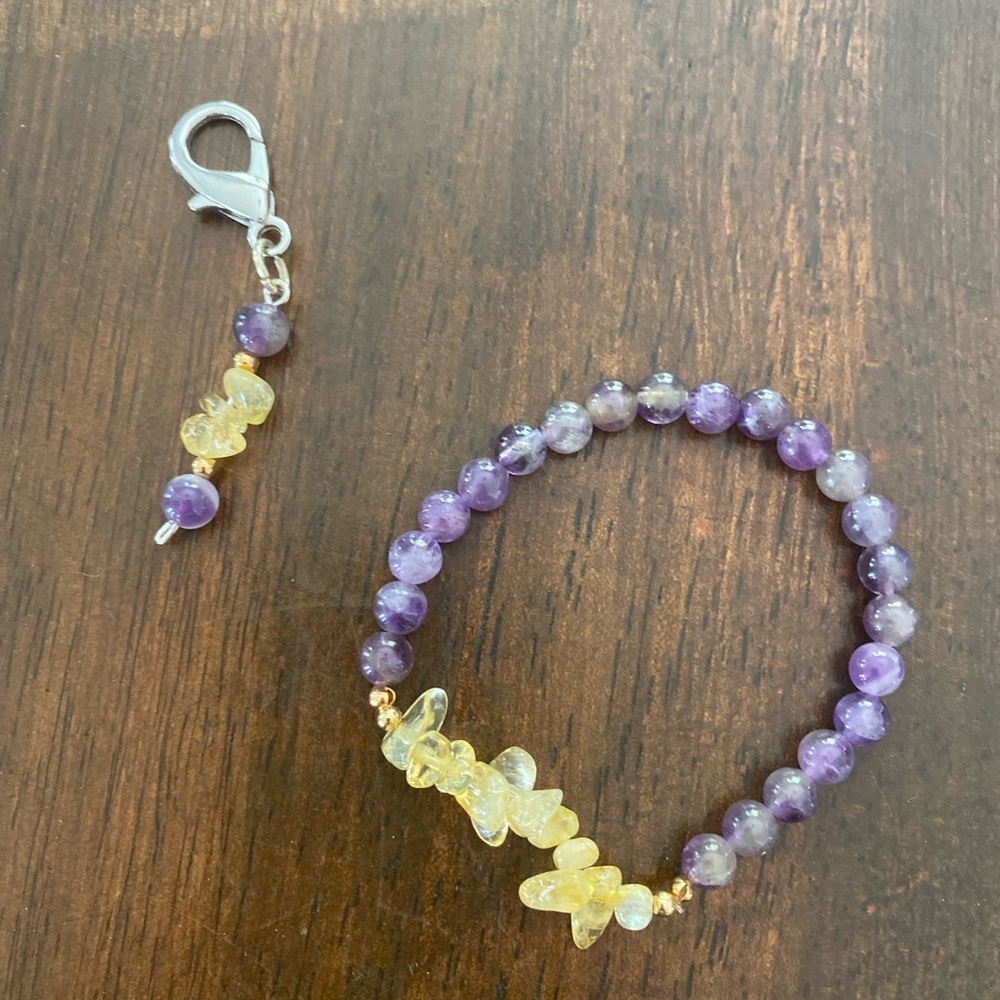 Handmade Amethyst and citrine bracelet and matching bridle/saddle charm